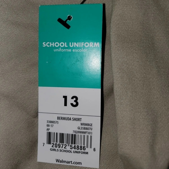 : * New girls George Juniors' School Uniform Bermuda Shorts Warm Beige Size 13 - Picture 2 of 8
